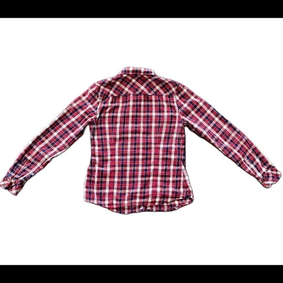 SzM tna classic fit long sleeve flannel EUC red/blue/white pattern - Picture 3 of 6